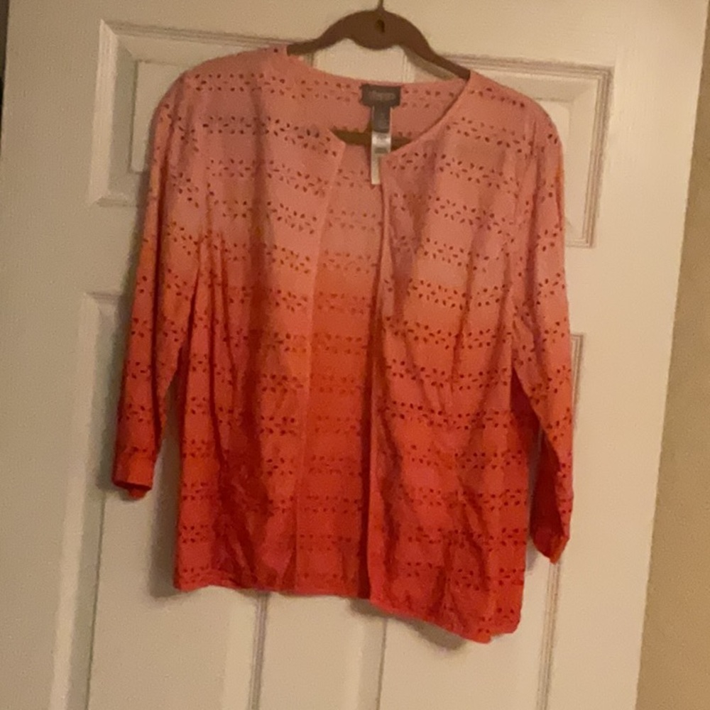 Chico’s eyelet open front jacket.